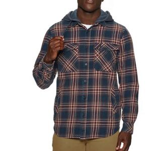 Rip Curl Ranchero Flannel Shirt Washed Navy Hooded Button Up Men’s Medium